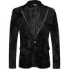 COOFANDY Men’s Velvet Blazer One Button Velour Tuxedo Jacket Notched Lapel Suit Jackets for Prom Wedding Party Dinner(Black Paisley)