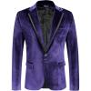 COOFANDY Men’s Velvet Blazer One Button Velour Tuxedo Jacket Notched Lapel Suit Jackets for Prom Wedding Party Dinner(Dark Purple)