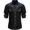 COOFANDY Men’s Western Cowboy Shirt Embroidered Button Down Long Sleeve Shirts(Cotton – Black)