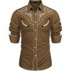 COOFANDY Men’s Western Cowboy Shirt Embroidered Button Down Long Sleeve Shirts(Cotton – Brown)