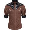 COOFANDY Men’s Western Cowboy Shirt Embroidered Button Down Long Sleeve Shirts(Cotton – Brown&black)