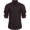 COOFANDY Men’s Western Cowboy Shirt Embroidered Button Down Long Sleeve Shirts(Cotton – Dark Brown)
