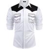 COOFANDY Men’s Western Cowboy Shirt Embroidered Long Sleeve Slim Fit Casual Cotton Button Down Hippie Shirts with Pockets(White)