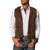 COOFANDY Men’s Western Cowboy Vest Casual Fringe Hippie Costume V Neck Zipper Suede Leather Waistcoat(Coffee)