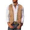 COOFANDY Men’s Western Cowboy Vest Casual Fringe Hippie Costume V Neck Zipper Suede Leather Waistcoat(Light Khaki)