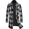 COOFANDY Men’s Wool Blend Coat with Detachable Plaid Scarfs Notched Collar Single Breasted Pea Coat Trench Overcoat(2-black Plaid)