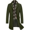 COOFANDY Men’s Wool Blend Coat with Detachable Plaid Scarfs Notched Collar Single Breasted Pea Coat Trench Overcoat(Army Green)