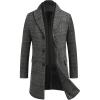 COOFANDY Men’s Wool Blend Coat with Detachable Plaid Scarfs Notched Collar Single Breasted Pea Coat Trench Overcoat(Black Plaid)