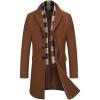 COOFANDY Men’s Wool Blend Coat with Detachable Plaid Scarfs Notched Collar Single Breasted Pea Coat Trench Overcoat(Brown)