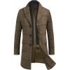COOFANDY Men’s Wool Blend Coat with Detachable Plaid Scarfs Notched Collar Single Breasted Pea Coat Trench Overcoat(Brown Plaid)