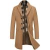 COOFANDY Men’s Wool Blend Coat with Detachable Plaid Scarfs Notched Collar Single Breasted Pea Coat Trench Overcoat(Coffee)