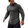 COOFANDY Men’s Workout Sweatshirts Long Sleeve Muscle Fit Athletic Gym Hoodies Pullover(Grey 1)