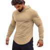 COOFANDY Men’s Workout Sweatshirts Long Sleeve Muscle Fit Athletic Gym Hoodies Pullover(Khaki)