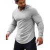 COOFANDY Men’s Workout Sweatshirts Long Sleeve Muscle Fit Athletic Gym Hoodies Pullover(Light Grey 1)