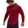 COOFANDY Men’s Workout Sweatshirts Long Sleeve Muscle Fit Athletic Gym Hoodies Pullover(Wine Red 1)