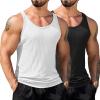 COOFANDY Men’s Workout Tank Top Ribbed Knit Sleeveless Gym Muscle T Shirts Bodybuilding Tee(Black/White (2 Pcs))