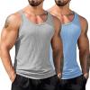 COOFANDY Men’s Workout Tank Top Ribbed Knit Sleeveless Gym Muscle T Shirts Bodybuilding Tee(Light Grey/Light Blue (2 Pcs))