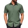 COOFANDY Mens Wrinkle Free Dress Shirt Polka Dot Short Sleeve Button Down Business Casual Shirts(Army Green)