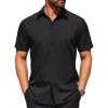 COOFANDY Mens Wrinkle Free Dress Shirt Polka Dot Short Sleeve Button Down Business Casual Shirts(Black)