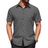 COOFANDY Mens Wrinkle Free Dress Shirt Polka Dot Short Sleeve Button Down Business Casual Shirts(Black Grey-square)