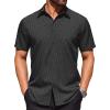 COOFANDY Mens Wrinkle Free Dress Shirt Polka Dot Short Sleeve Button Down Business Casual Shirts(Black-polka Dots)