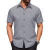 COOFANDY Mens Wrinkle Free Dress Shirt Polka Dot Short Sleeve Button Down Business Casual Shirts(Black-square)