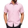 COOFANDY Mens Wrinkle Free Dress Shirt Polka Dot Short Sleeve Button Down Business Casual Shirts(Pink-symbol)