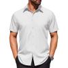 COOFANDY Mens Wrinkle Free Dress Shirt Polka Dot Short Sleeve Button Down Business Casual Shirts(White)