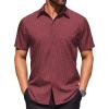 COOFANDY Mens Wrinkle Free Dress Shirt Polka Dot Short Sleeve Button Down Business Casual Shirts(Wine Red-polka Dots)