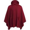 COOFANDY Unisex Casual Hooded Poncho Cape Cloak Fashion Coat Hoodie Pullover with Pocket(Red)
