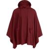 COOFANDY Unisex Casual Hooded Poncho Cape Cloak Fashion Coat Hoodie Pullover with Pocket(Wine Red)