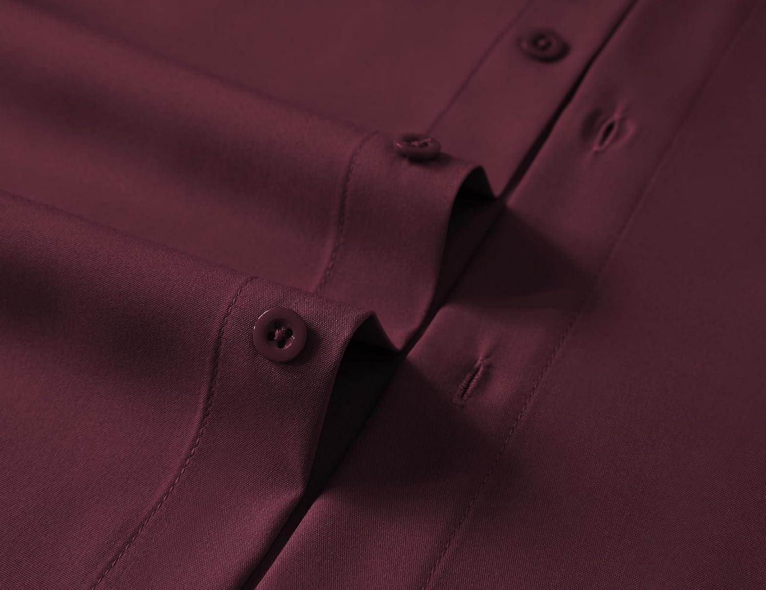 imageCOOFANDY Big ampamp Tall Dress Shirts for Men Short Sleeve Button Down Casual ShirtsDeep Red