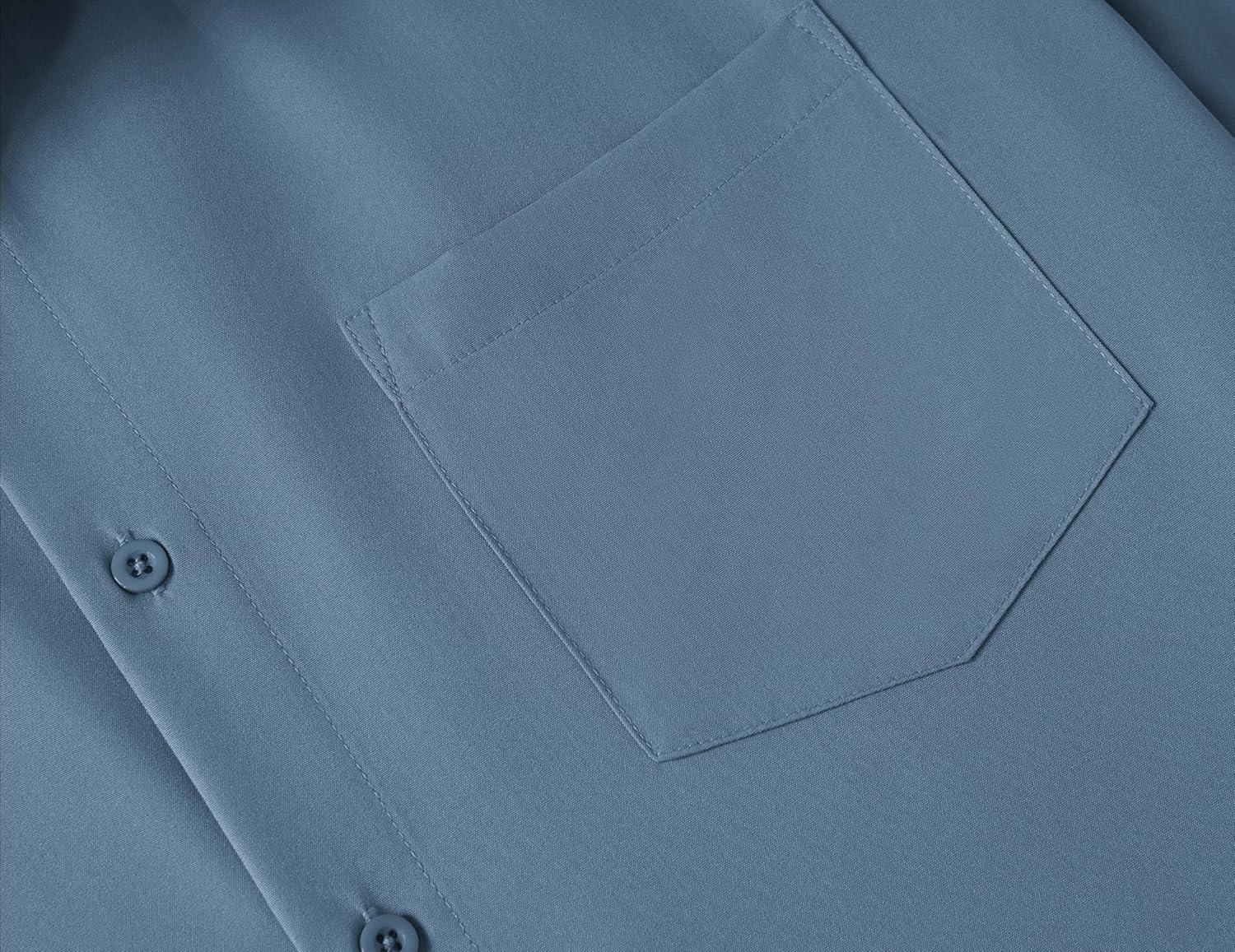 imageCOOFANDY Big ampamp Tall Dress Shirts for Men Short Sleeve Button Down Casual ShirtsGrey Blue