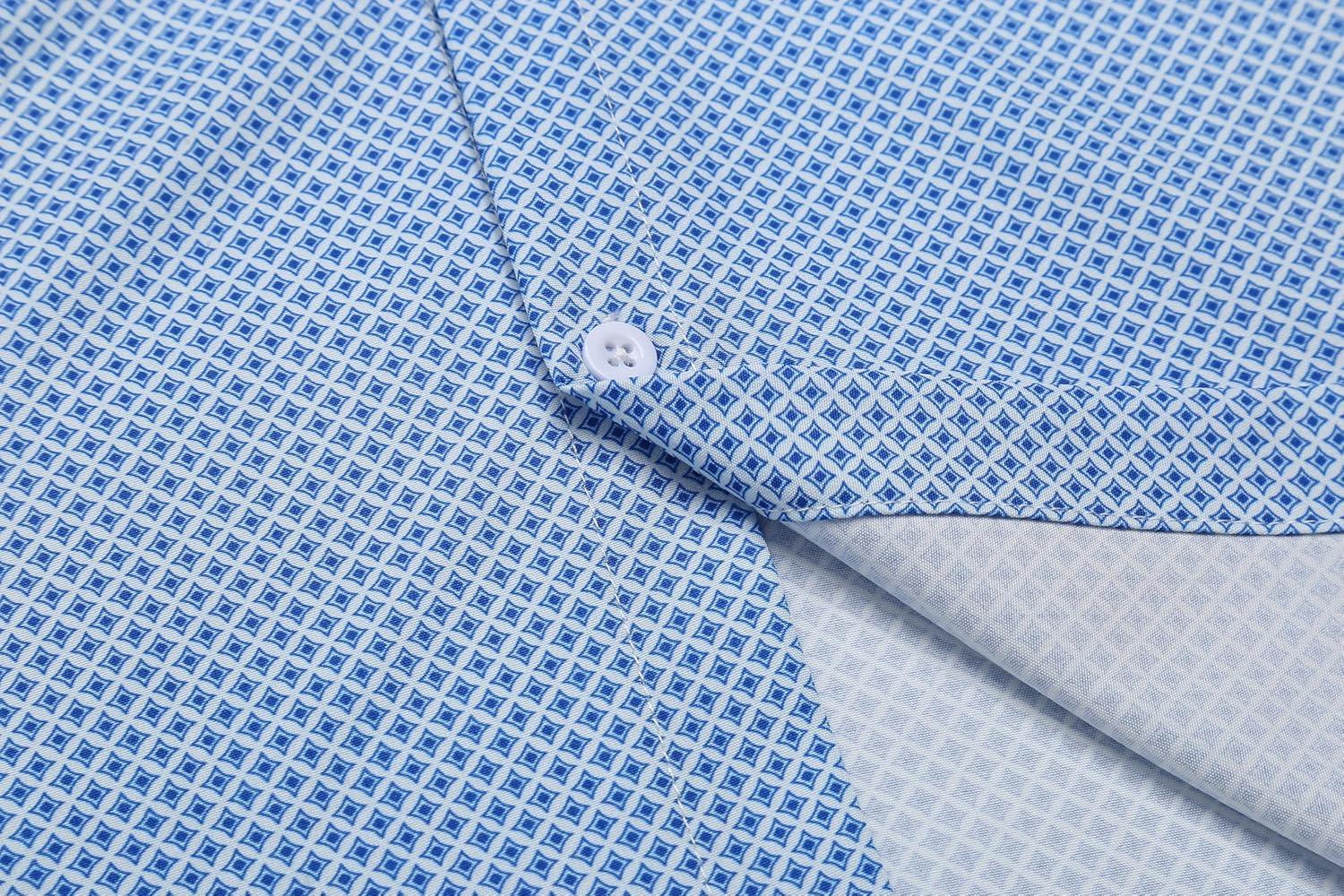 imageCOOFANDY Big ampamp Tall Dress Shirts for Men Short Sleeve Button Down Casual ShirtsWhite Diamond Pattern