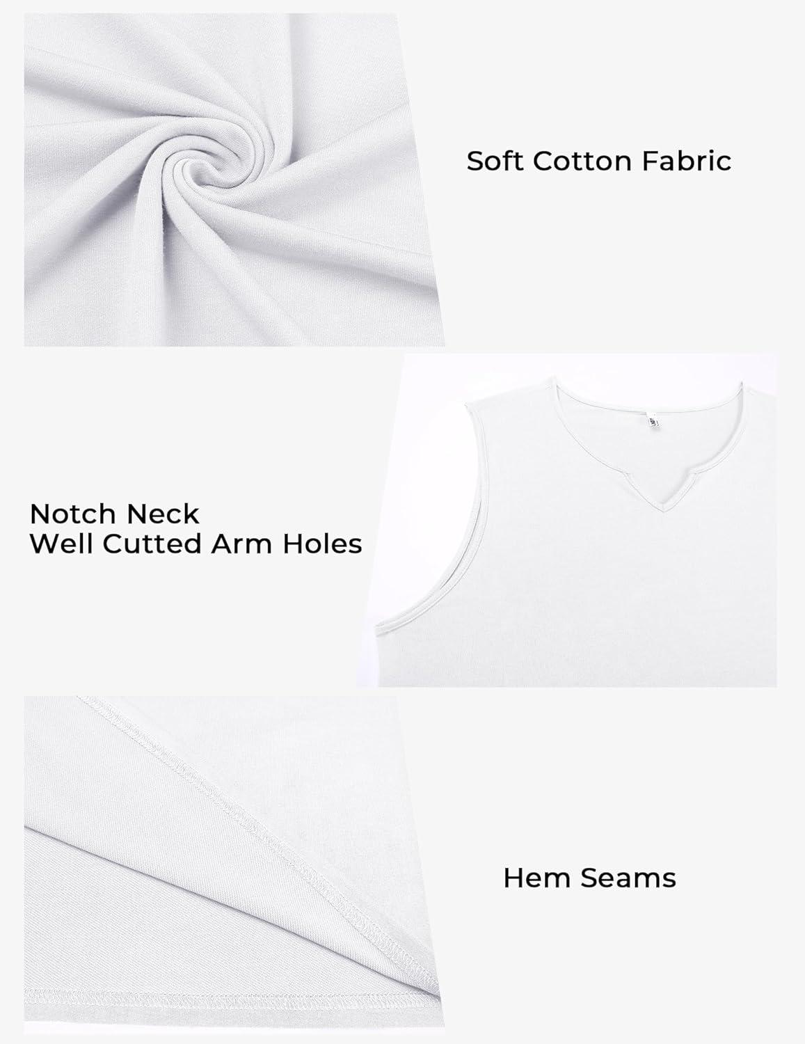 imageCOOFANDY Casual Sleeveless Shirts for Men Cotton V Neck Tank Tops Summer 2 Pack Workout Gym Muscle TeeWhite