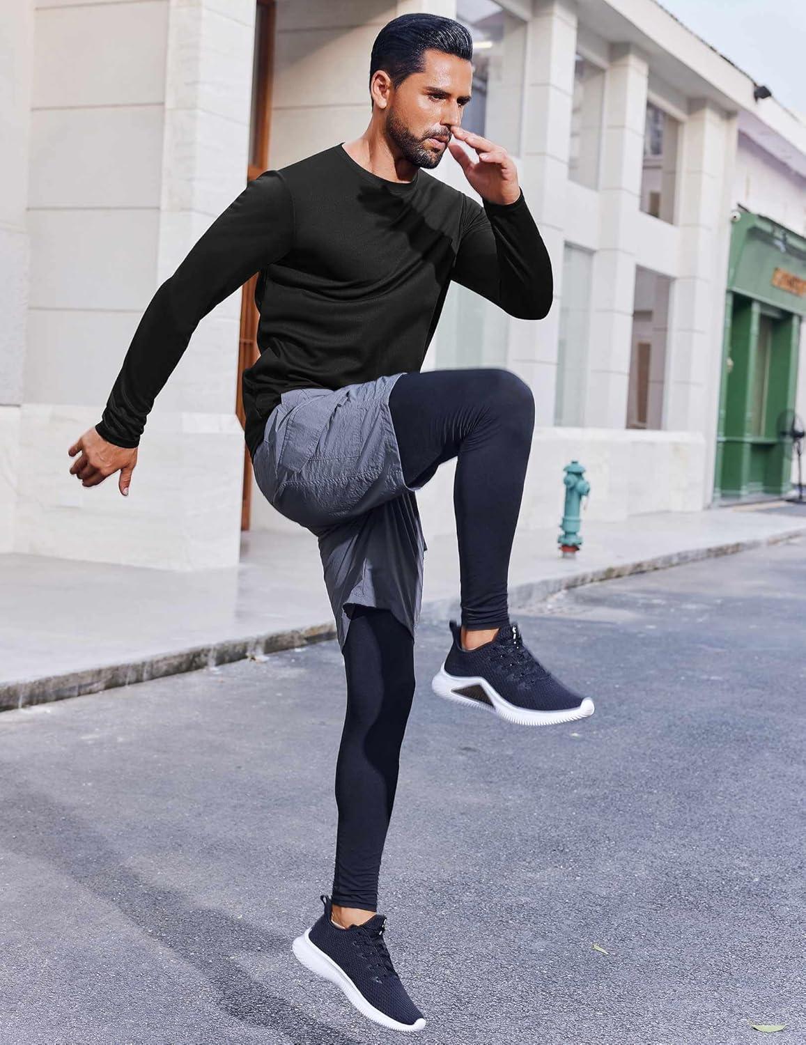 imageCOOFANDY Long Sleeve Shirts for Men Moisture Wicking Activewear TShirts Workout Running Shirts3 Pack Black Dark Grey Wine Red