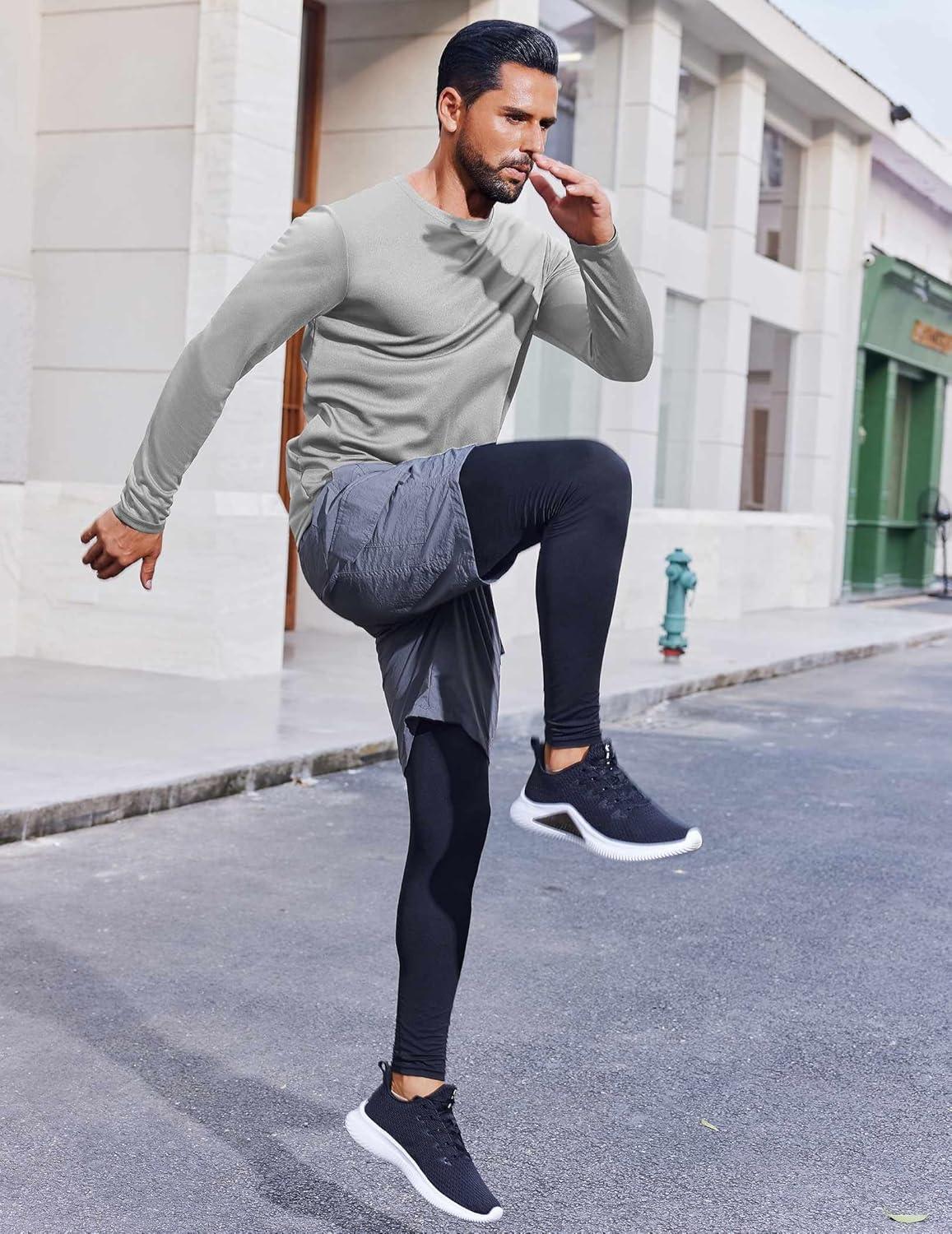 imageCOOFANDY Long Sleeve Shirts for Men Moisture Wicking Activewear TShirts Workout Running ShirtsLight Grey