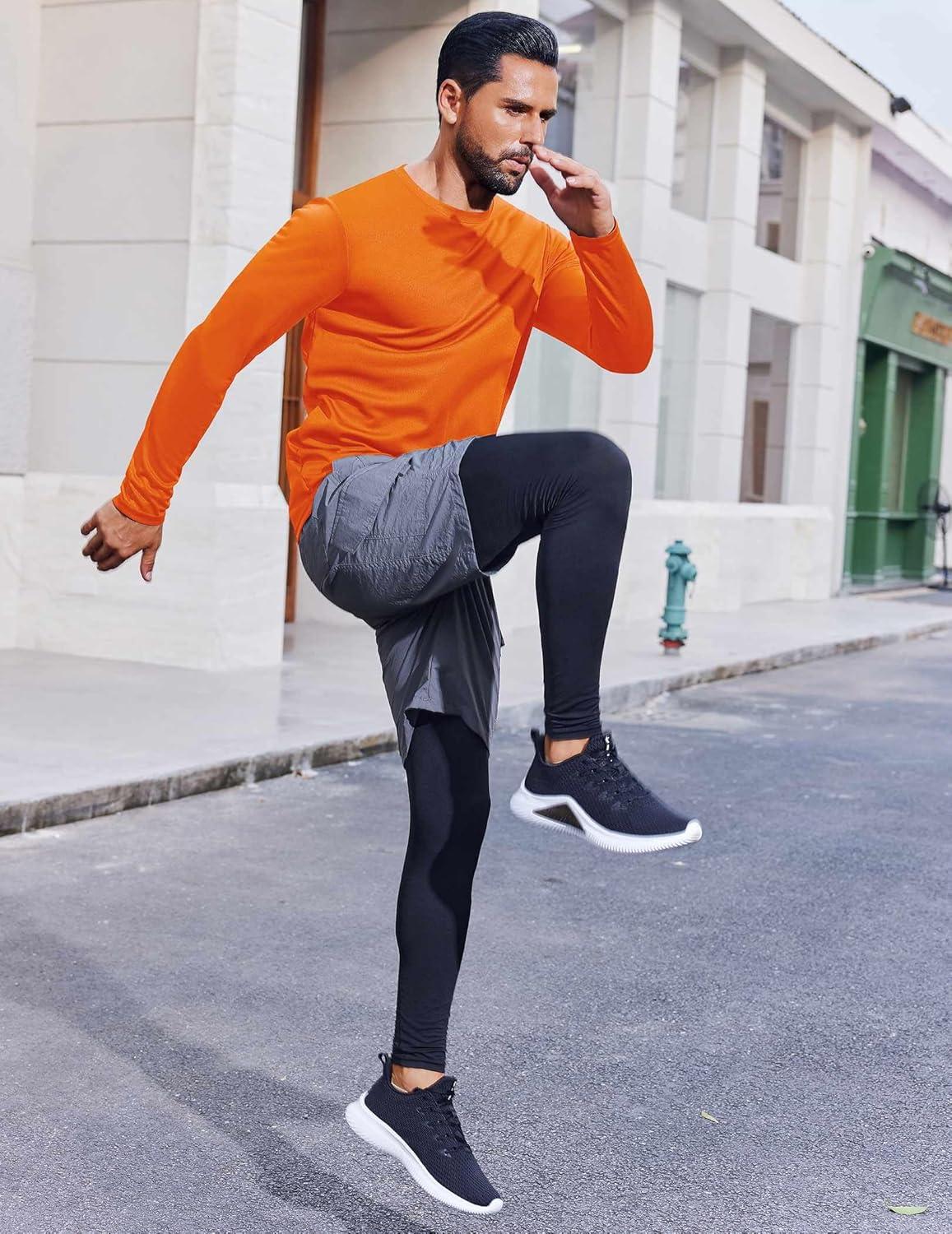 imageCOOFANDY Long Sleeve Shirts for Men Moisture Wicking Activewear TShirts Workout Running ShirtsOrange