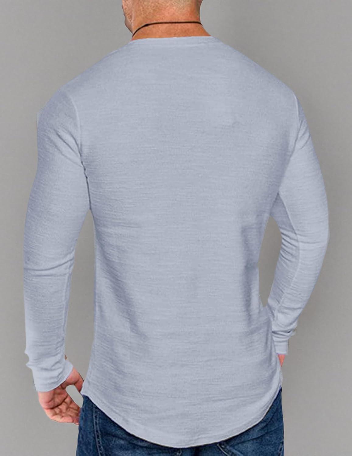 imageCOOFANDY Men 2 Pack Muscle Fitted T Shirt Gym Workout Athletic Long Sleeves TeeBlackGrey Blue