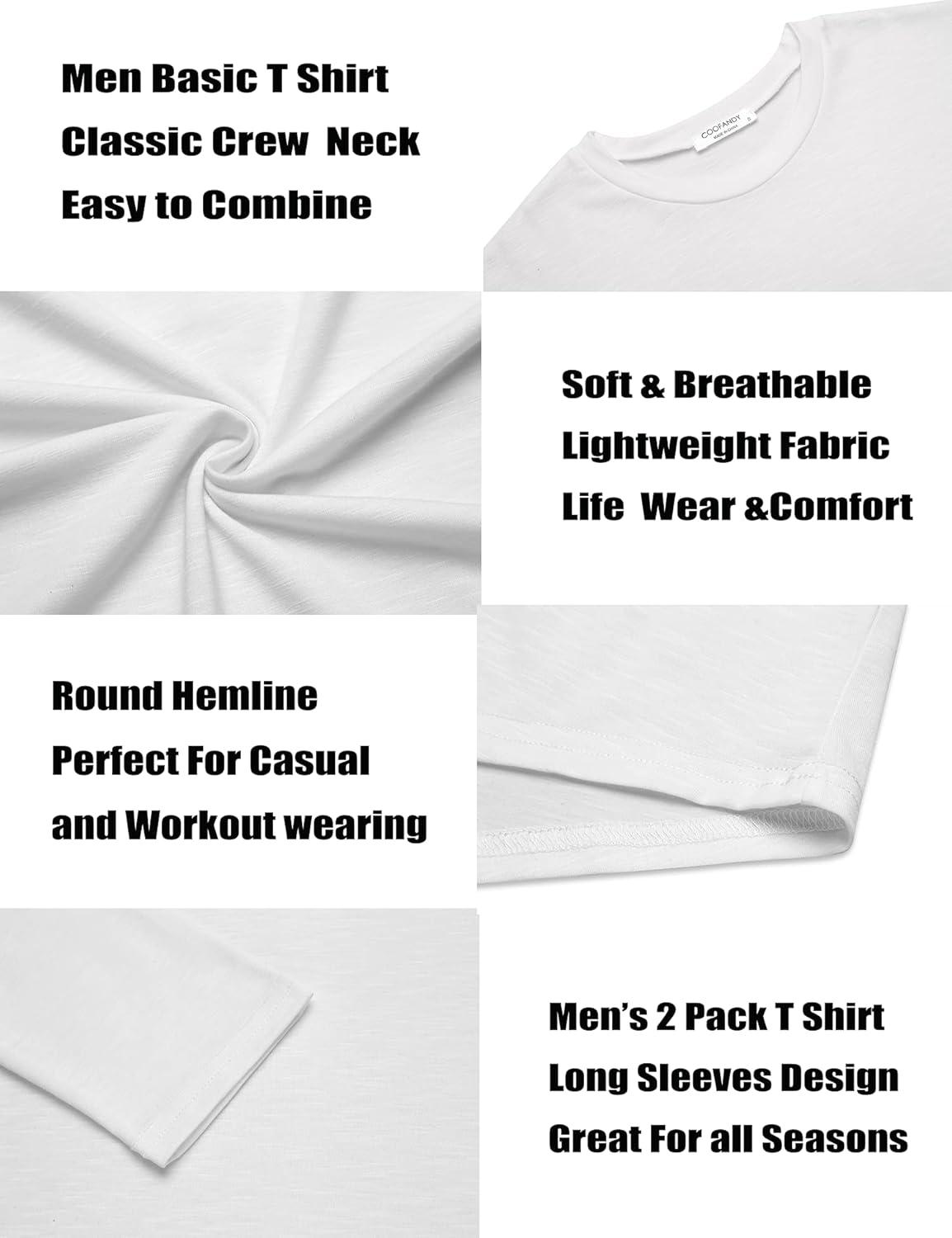 imageCOOFANDY Men 2 Pack Muscle Fitted T Shirt Gym Workout Athletic Long Sleeves TeeBlackWhite