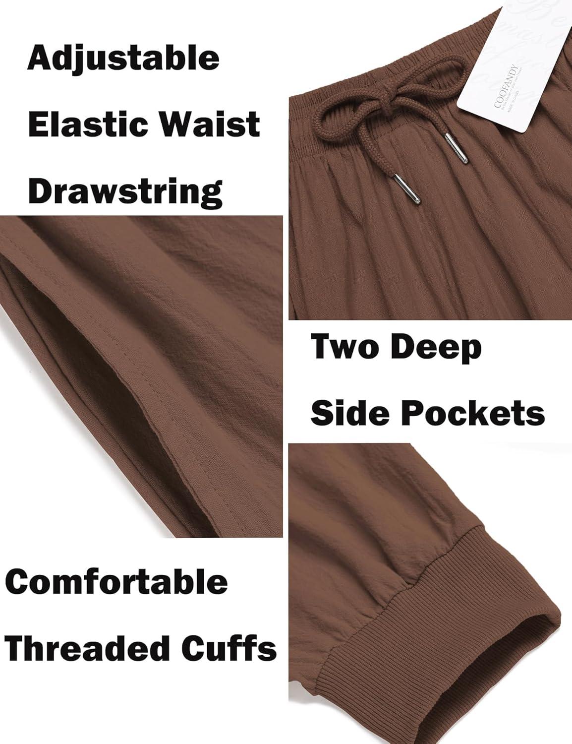 imageCOOFANDY Men Hippie Harem Pants Baggy Linen Cotton Boho Yoga Pants Summer Beach Pants Casual Drop Crotch TrouserBrown