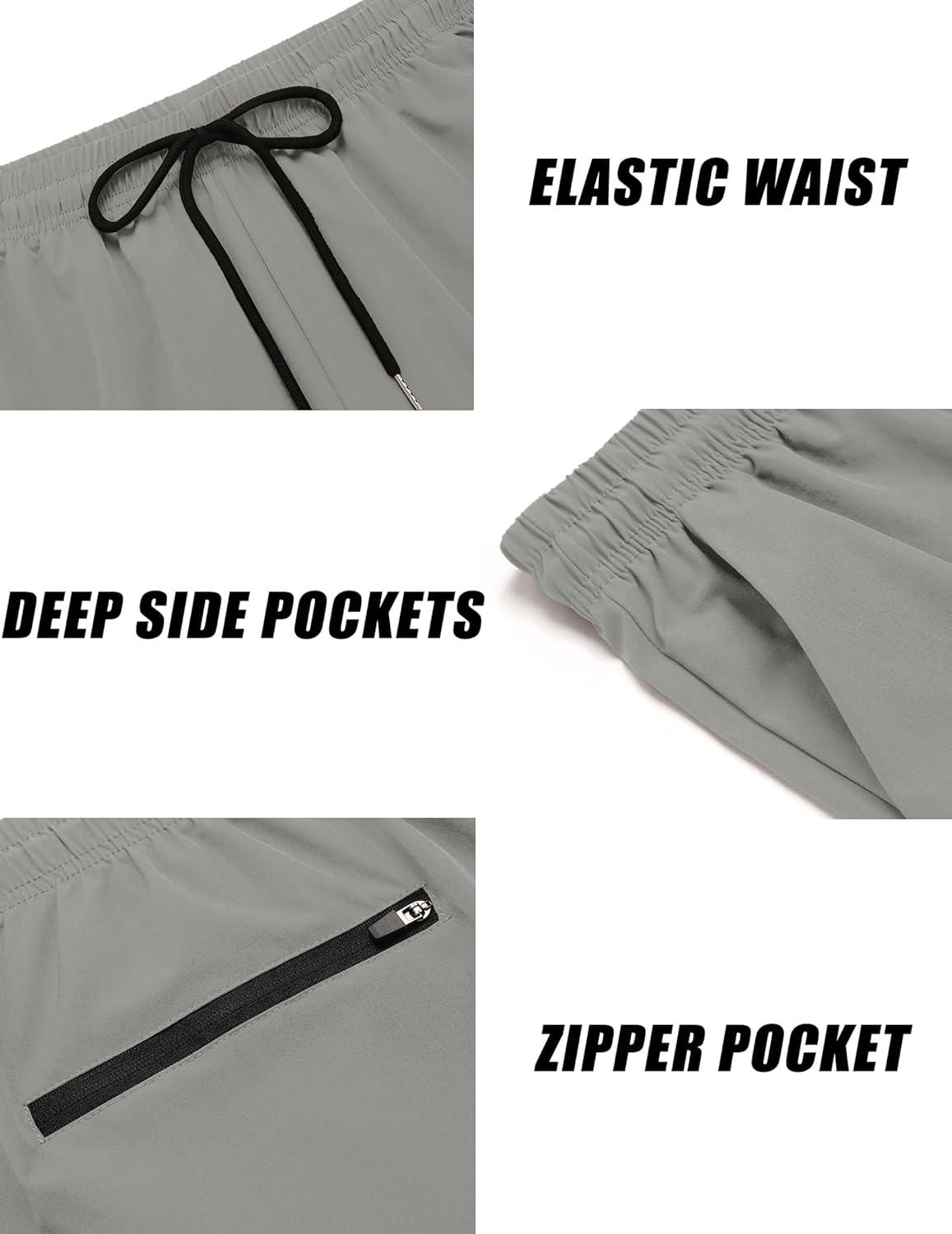 imageCOOFANDY Mens 2 Pack Gym Workout Shorts 7 Inch Lightweight Athletic Shorts Quick Dry Running Shorts with PocketsBlackLight Grey