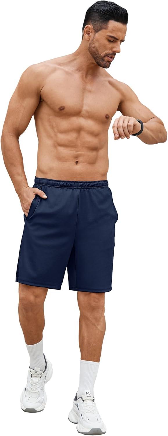 imageCOOFANDY Mens 2 Pack Gym Workout Shorts 7 Inch Quick Dry Athletic Shorts Lightweight Running Shorts with PocketsBlackNavy Blue
