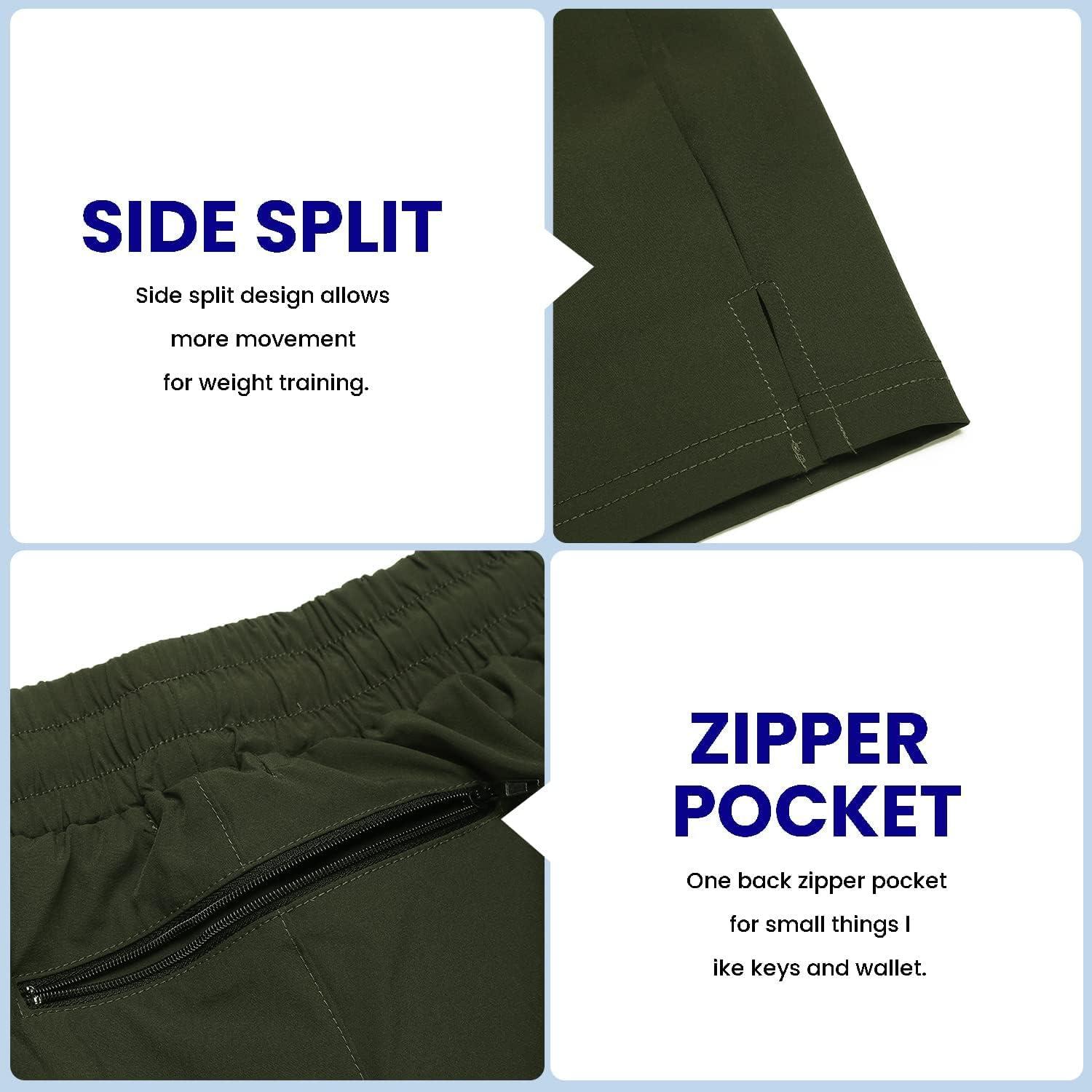 imageCOOFANDY Mens 2 Pack Gym Workout Shorts 7 Inch Quick Dry Athletic Shorts Lightweight Running Shorts with PocketsBlackOlive Green