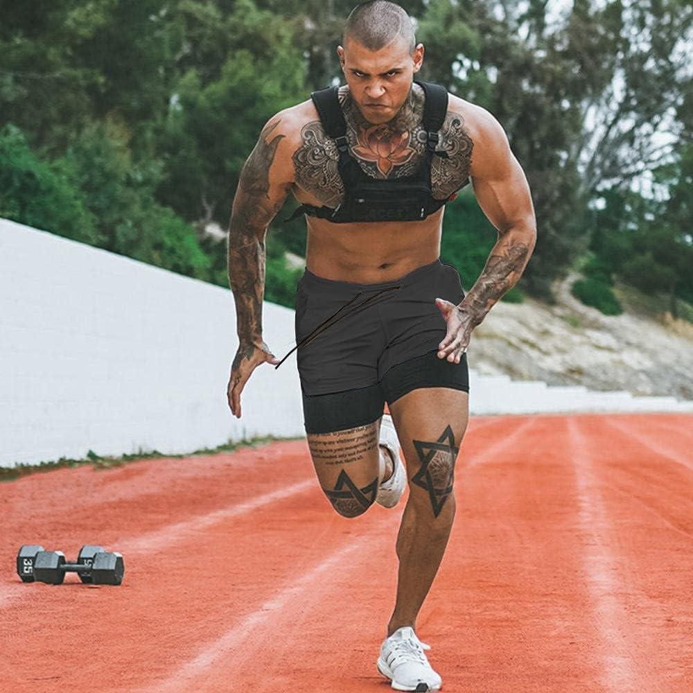 imageCOOFANDY Mens 2 Pack Running Shorts 2 in 1 Workout Shorts Quick Dry Gym Training Athletic Jogger with Phone Pockets2pack Dark Greyblue