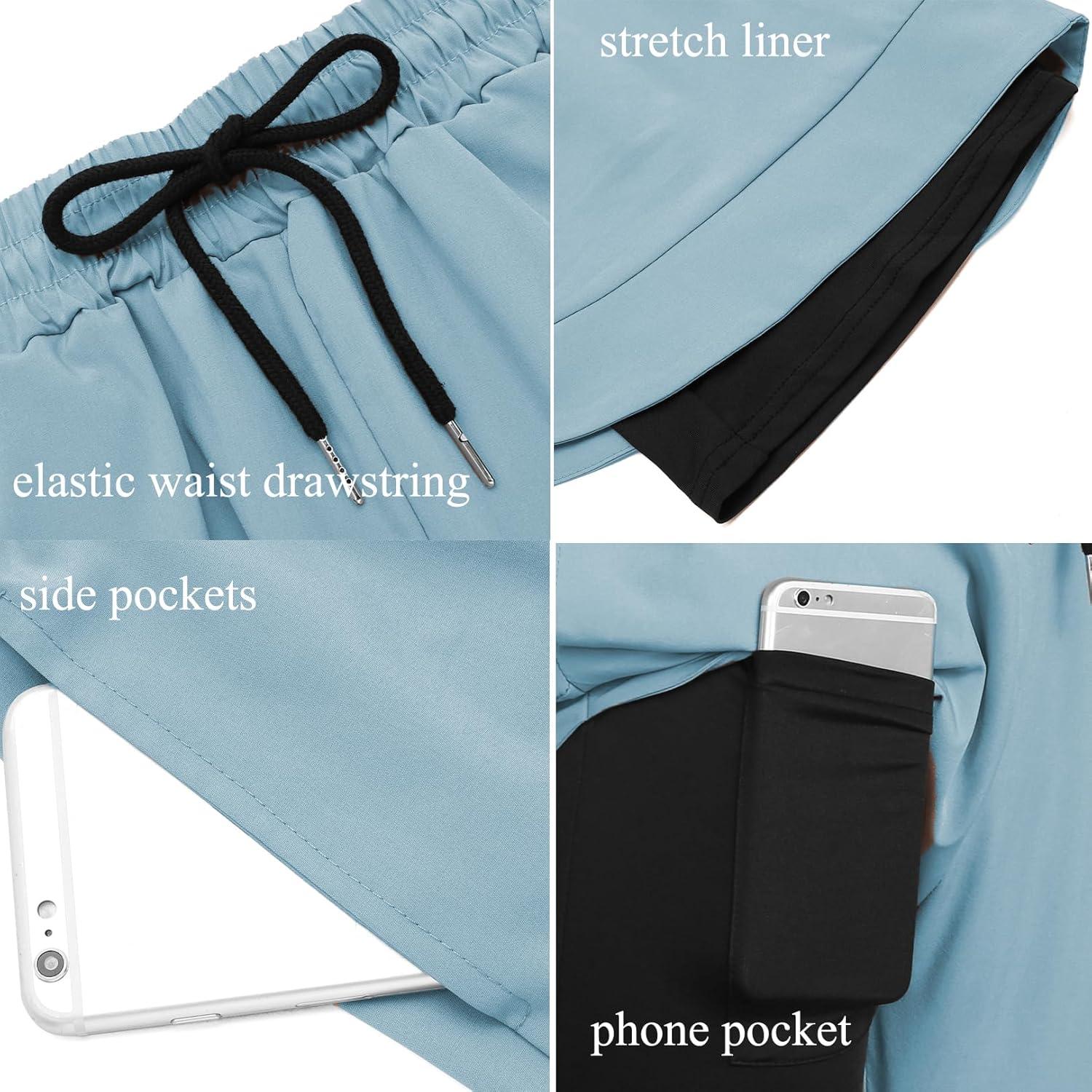 imageCOOFANDY Mens 2 Pack Running Shorts 2 in 1 Workout Shorts Quick Dry Gym Training Athletic Jogger with Phone Pockets2packsky Bluedark Grey