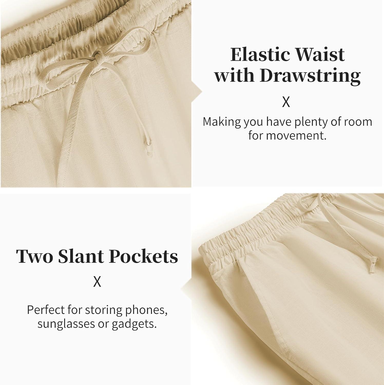 imageCOOFANDY Mens 2 Pieces Cotton Linen Set Casual Short Sleeve Henley Shirts Beach Yoga Pants Summer OutfitsLight Khaki