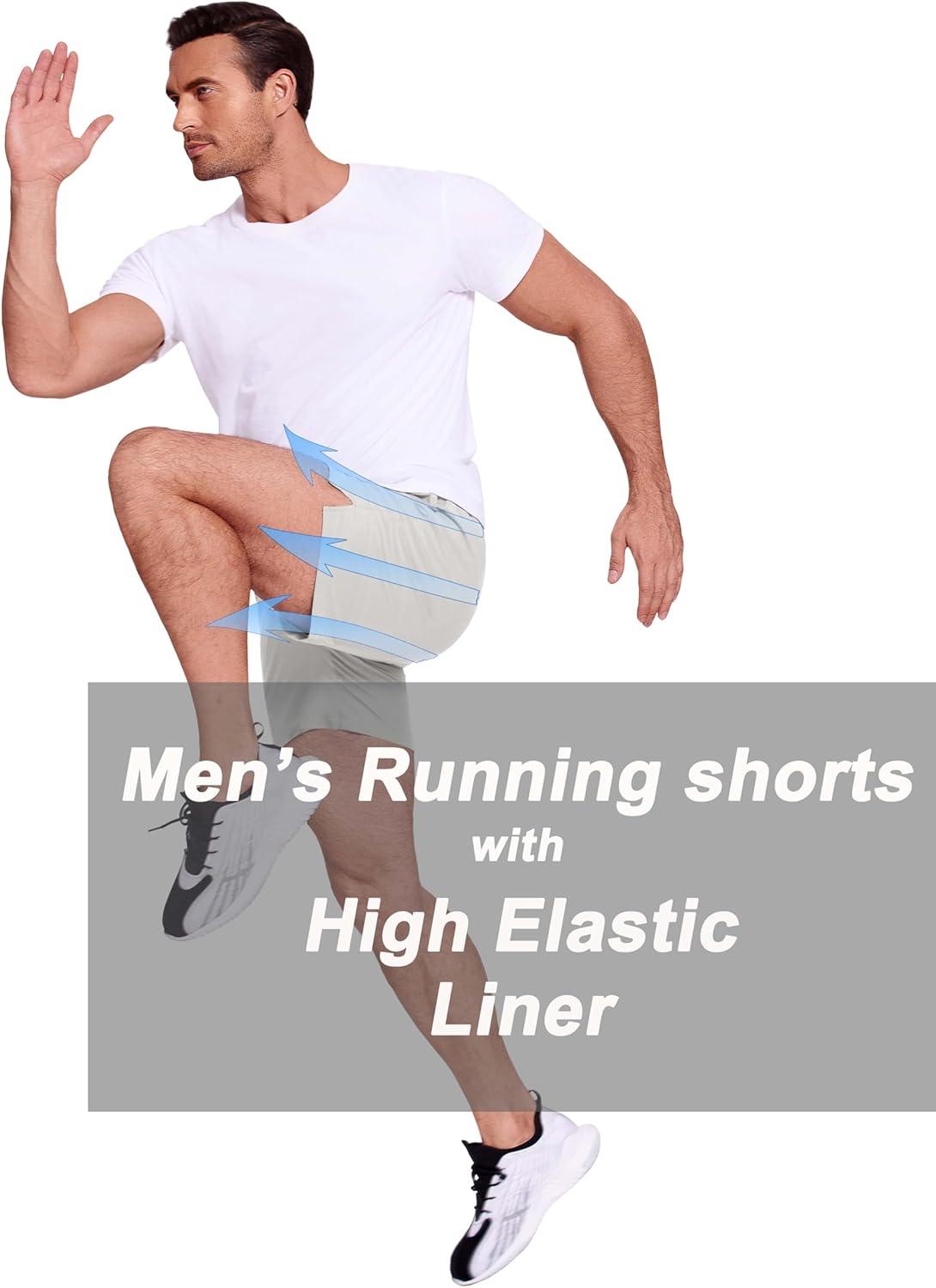 imageCOOFANDY Mens 2 in 1 Running Shorts 2 Pack Athletic Shorts Quick Dry Gym Training Workout Shorts with PocketsBlackGrey