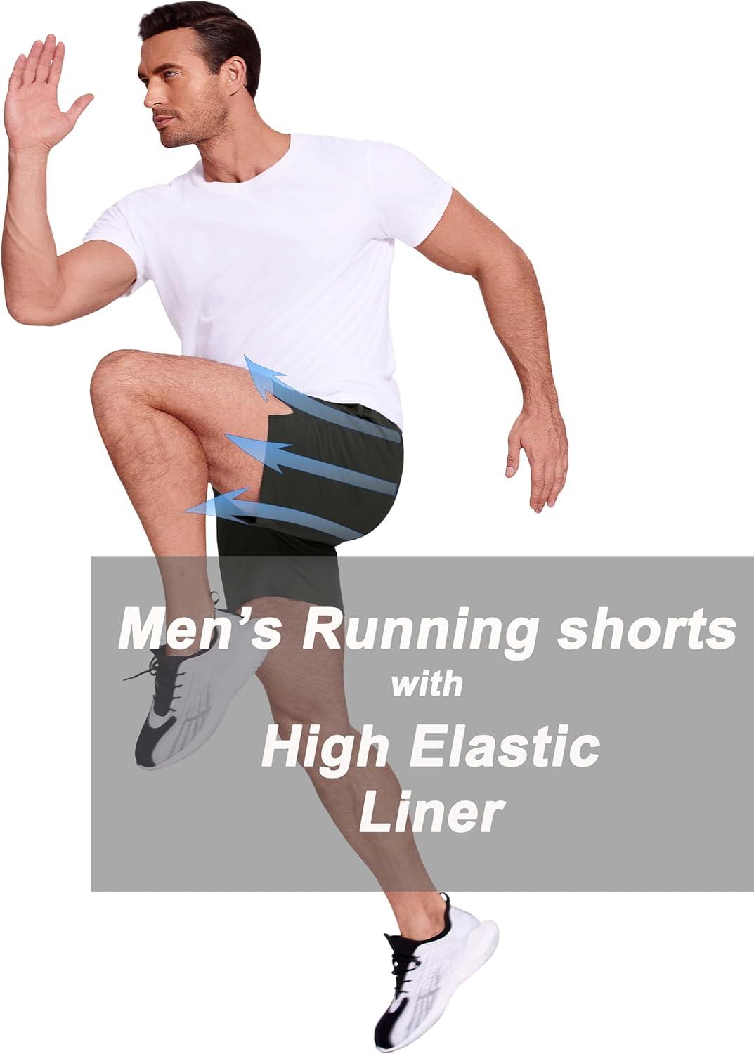 imageCOOFANDY Mens 2 in 1 Running Shorts 2 Pack Athletic Shorts Quick Dry Gym Training Workout Shorts with PocketsBlackyNavy BlueArmy Green