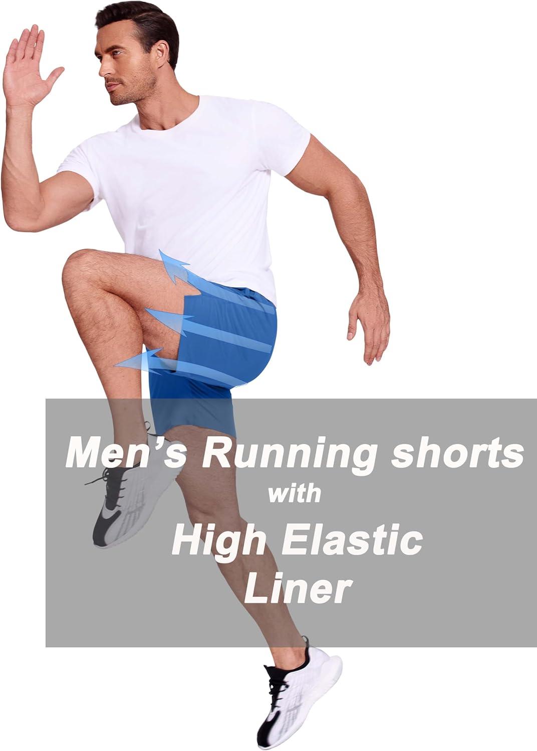 imageCOOFANDY Mens 2 in 1 Running Shorts 2 Pack Athletic Shorts Quick Dry Gym Training Workout Shorts with PocketsDark GreyRoyal Blue